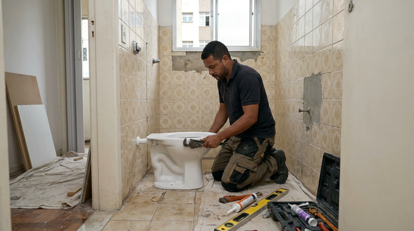 Instalação de vaso sanitário profissional em Contagem‑MG